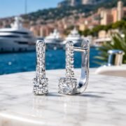 Starlight Flow U-Shaped Pave Moissanite Huggie Earrings - Image 3