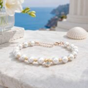 Pearl & Gold Two-Tone Moissanite Bracelet - Image 2