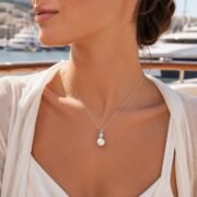 Moon Dew Pearl Moissanite Pendant Necklace - Image 3