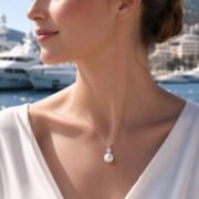 Moon Dew Pearl Moissanite Pendant Necklace - Image 4