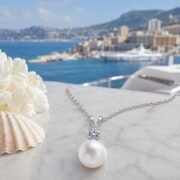 Moon Dew Pearl Moissanite Pendant Necklace - Image 2