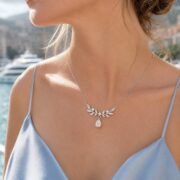 Wheat Whisper Pear Moissanite Necklace - Image 4