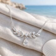 Wheat Whisper Pear Moissanite Necklace - Image 3