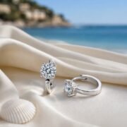 Stardrop Four-Prong Solitaire Moissanite Huggie Earrings - Image 3