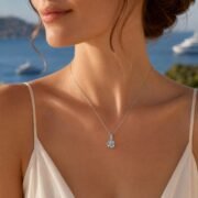 Starfall Four-Prong Solitaire Moissanite Clavicle Necklace - Image 4