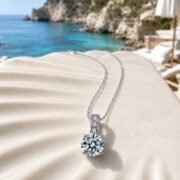Starfall Four-Prong Solitaire Moissanite Clavicle Necklace - Image 3