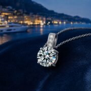 Starfall Four-Prong Solitaire Moissanite Clavicle Necklace - Image 2