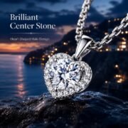 Heartglow Halo Moissanite Clavicle Necklace - Image 3