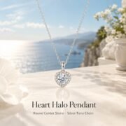 Heartglow Halo Moissanite Clavicle Necklace - Image 4