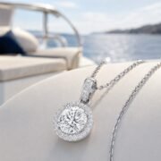 Sunwheel Classic Halo Moissanite Clavicle Necklace - Image 2