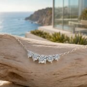 Soft Smile Five-Stone Graduated Moissanite Necklace - Image 3