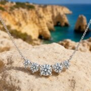 Soft Smile Five-Stone Graduated Moissanite Necklace - Image 2
