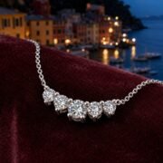 Soft Smile Five-Stone Graduated Moissanite Necklace - Image 5