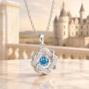 Entwined Knot Woven Dancing Moissanite Necklace (3 Colors Available) - Image 2