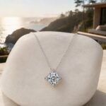 Aurora Cube Diamond-Shaped Halo Moissanite Clavicle Necklace