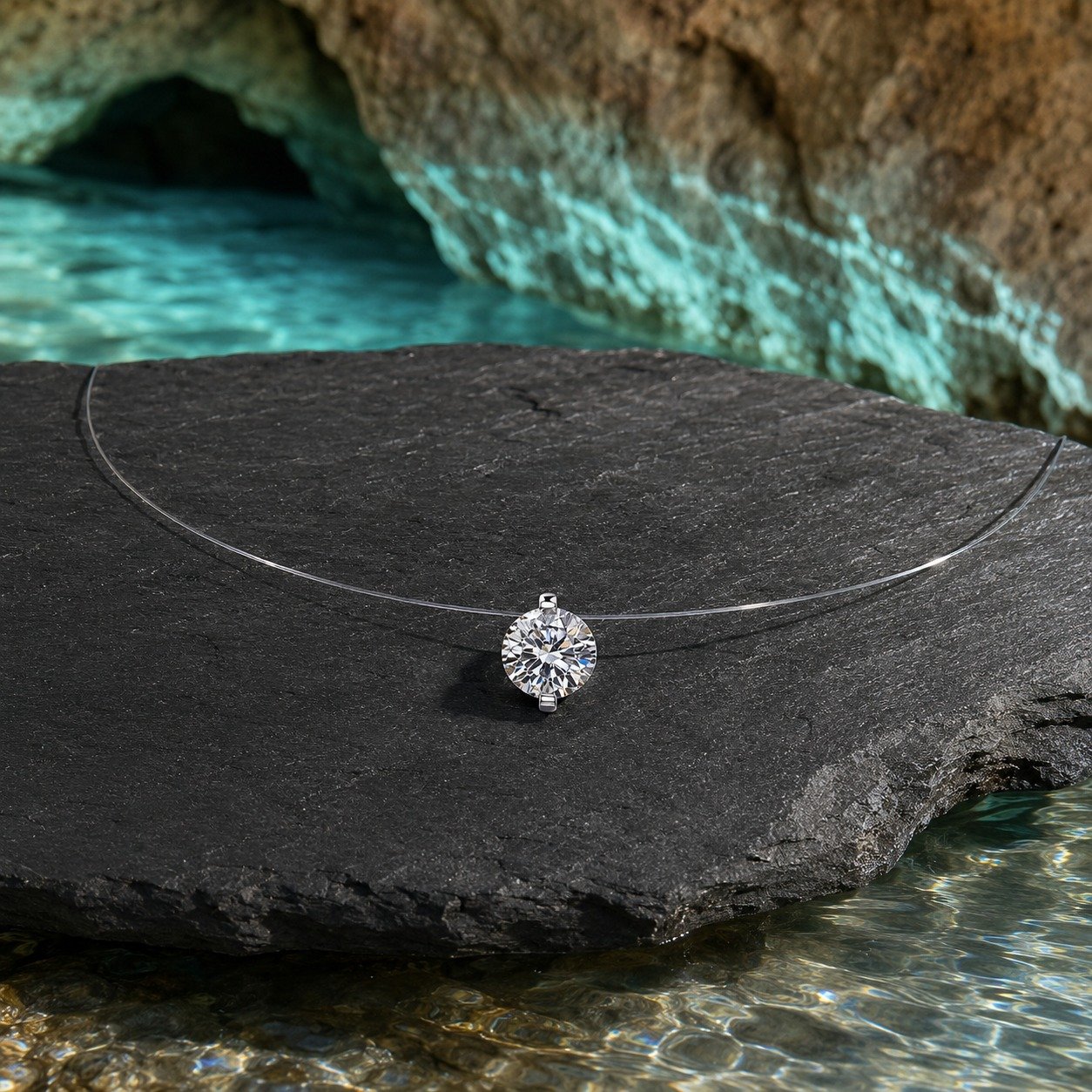 WhatsApp Image 2026-07-14 at 17.15.54 (4) Floating Light Invisible Fishline 2ct Moissanite Necklace - Image 1