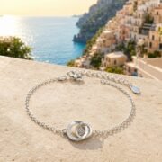 Interlocked Circles Double Ring Moissanite Delicate Bracelet - Image 2