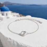 Interlocked Circles Double Ring Moissanite Delicate Bracelet - Image 4