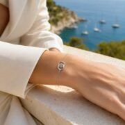 Interlocked Circles Double Ring Moissanite Delicate Bracelet - Image 5