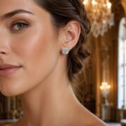 Cushion Crown Halo Moissanite Stud Earrings