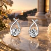 Morning Dew Teardrop Moissanite Stud Earrings - Image 2