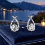 Morning Dew Teardrop Moissanite Stud Earrings - Image 5