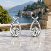 Morning Dew Teardrop Moissanite Stud Earrings - Image 3