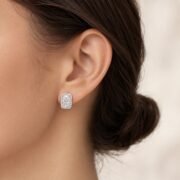 Rectangular Halo Moissanite Stud Earrings (2 Cuts Available) - Image 7