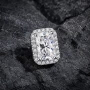 Rectangular Halo Moissanite Stud Earrings (2 Cuts Available) - Image 4