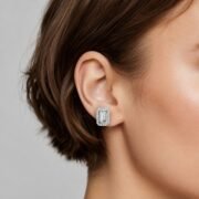 Rectangular Halo Moissanite Stud Earrings (2 Cuts Available) - Image 5