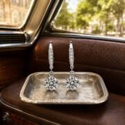 Starfall Dangle Moissanite Four-Prong Drop Earrings (2 Sizes Available) - Image 3