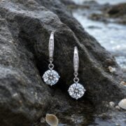 Starfall Dangle Moissanite Four-Prong Drop Earrings (2 Sizes Available) - Image 4