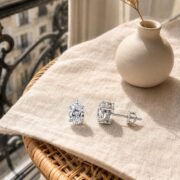Oval Solitaire Moissanite Four-Prong Stud Earrings - Image 2