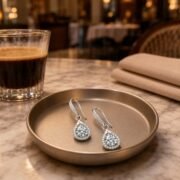 Morning Dew Halo Moissanite Teardrop Hook Earrings - Image 3