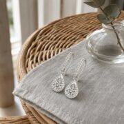 Morning Dew Halo Moissanite Teardrop Hook Earrings - Image 4