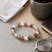Woven Spectrum Multicolor Rutilated Quartz Full-Chakra Bracelet (3 Sizes Available) - Image 3
