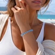 Sea Whisper Natural Aquamarine Single-Loop Bracelet (3 Sizes Available) - Image 4