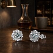 Windmill Fortune Moissanite Knot Stud Earrings - Image 3