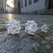 Windmill Fortune Moissanite Knot Stud Earrings - Image 2
