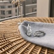 Geometric Edge Moissanite Irregular Huggie Hoop Earrings - Image 3