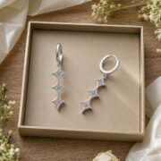 Starry Trail Moissanite Star Huggie Hoop Earrings - Image 4