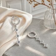 Starry Trail Moissanite Star Huggie Hoop Earrings - Image 2