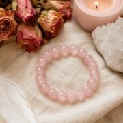 Cherry Blossom Whisper Natural Rose Quartz Single-Loop Bracelet (3 Sizes Available) - Image 4