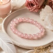 Cherry Blossom Whisper Natural Rose Quartz Single-Loop Bracelet (3 Sizes Available) - Image 3