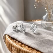 Leaf Whisper Moissanite Twist Stud Earrings (2 Colors Available) - Image 4