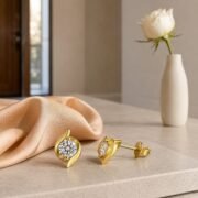 Leaf Whisper Moissanite Twist Stud Earrings (2 Colors Available) - Image 5