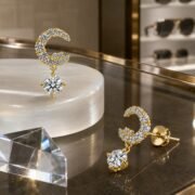 Moonlit Crescent Moissanite Half-Moon Stud Earrings (2 Colors Available) - Image 3