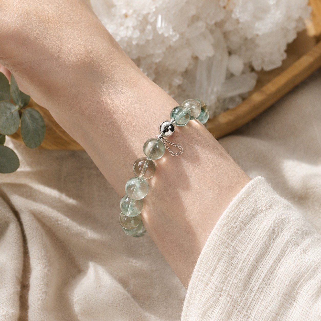 WhatsApp Image 2026-07-16 at 11.46.39 Verdant Fortune Natural Green Crystal Single Strand Bracelet - Image 1