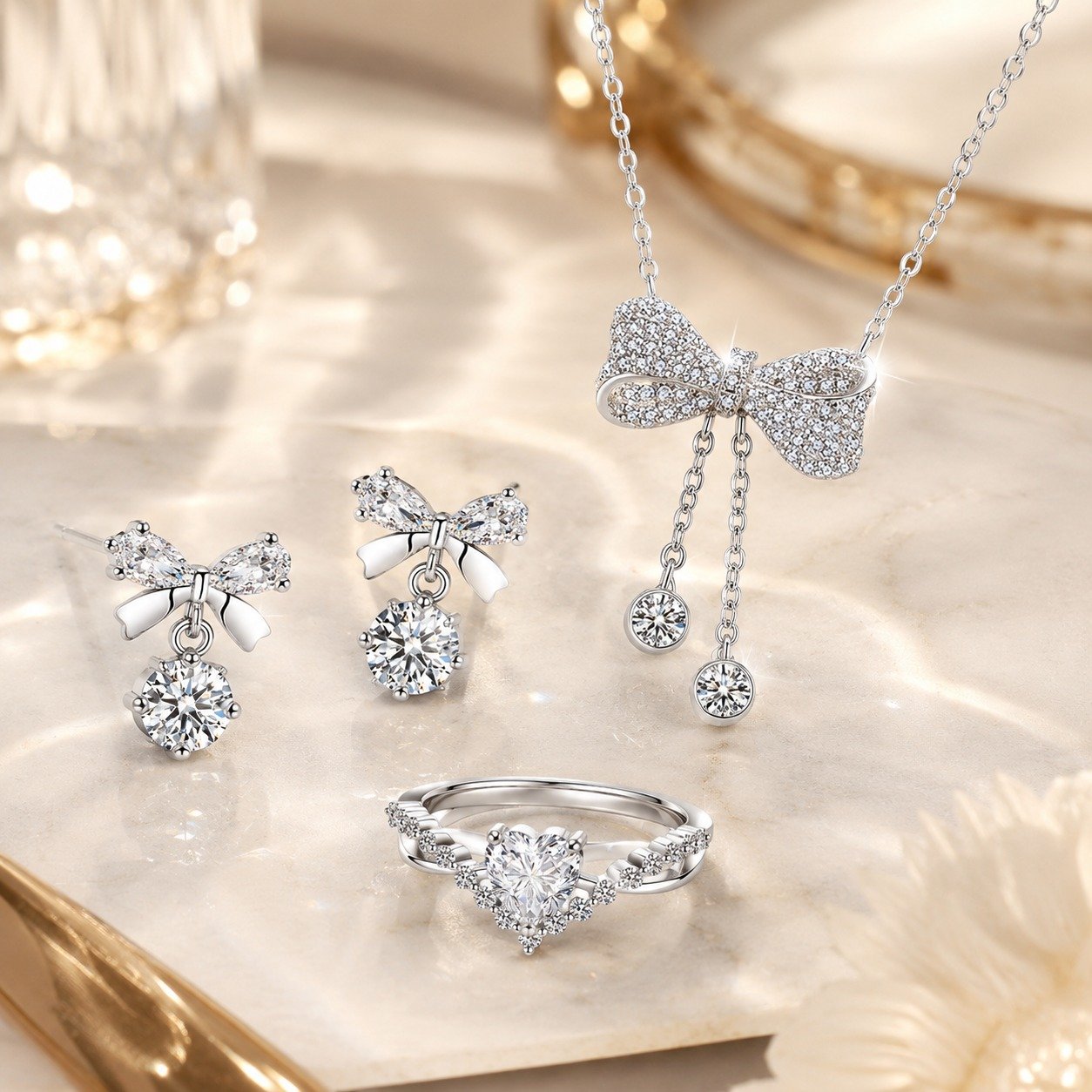 WhatsApp Image 2026-07-16 at 12.19.05 Butterfly Whisper Wish Moissanite Bow 3-Piece Jewelry Set - Image 1