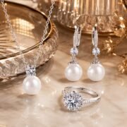 Moon Dew Pearl & Moissanite Diana 3-Piece Set - Image 6